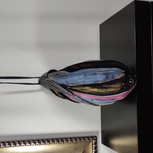 Handpainted Suede/Leather Shoulder Bag - Picture 2 of 7